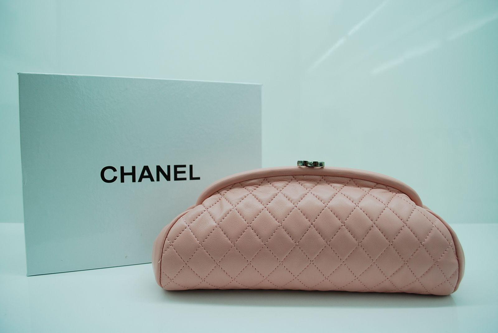 Chanel 35487 Pink Lambskin Leather Evening Ba