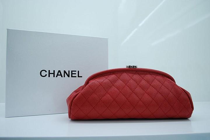 Chanel 35487 Red Caviar Leather Evening Bag - Click Image to Close