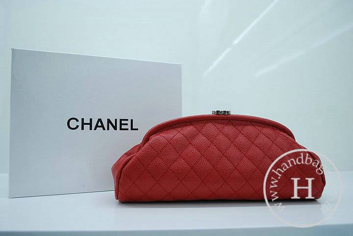 Chanel 35487 Red Caviar Leather Evening Bag
