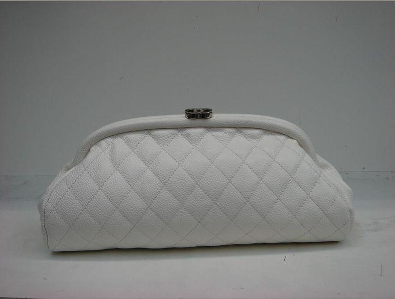 Chanel 35487 White Caviar Leather Evening Bag
