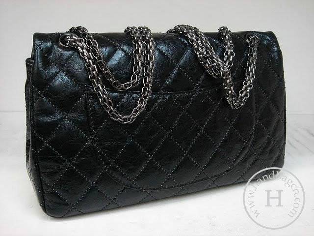 Chanel 35490 Black metalic leather replica handbag - Click Image to Close
