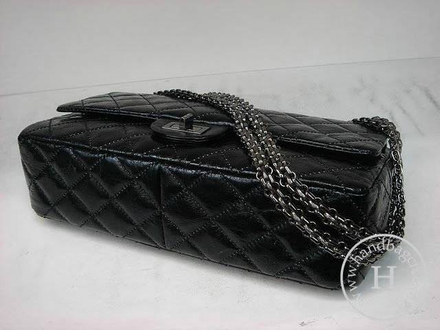 Chanel 35490 Black metalic leather replica handbag