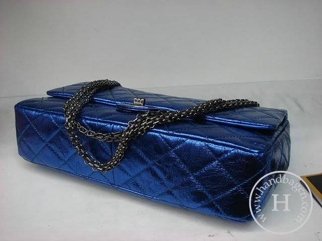 Chanel 35490 Blue metalic leather replica handbag - Click Image to Close