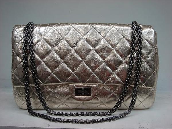 Chanel 35490 Gold metalic leather replica handbag