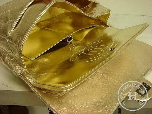 Chanel 35490 Gold metalic leather replica handbag