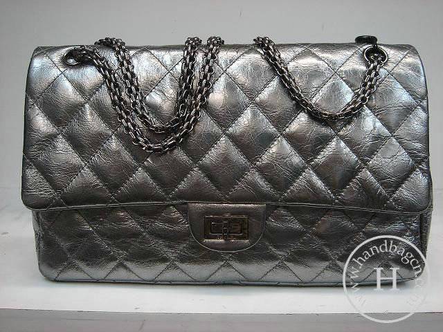 Chanel 35490 Grey metalic leather replica handbag