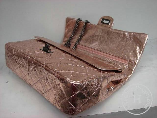 Chanel 35490 Pink metalic leather replica handbag