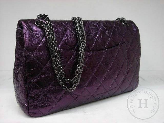 Chanel 35490 Purple metalic leather replica handbag
