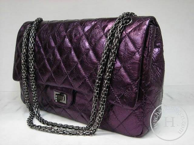 Chanel 35490 Purple metalic leather replica handbag - Click Image to Close