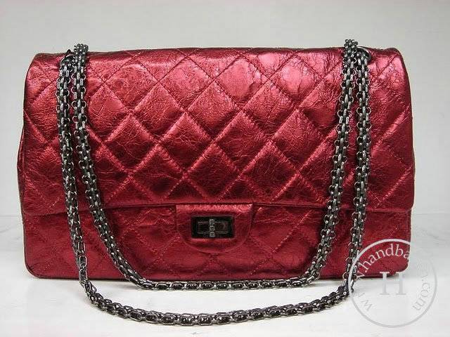 Chanel 35490 Red metalic leather replica handbag