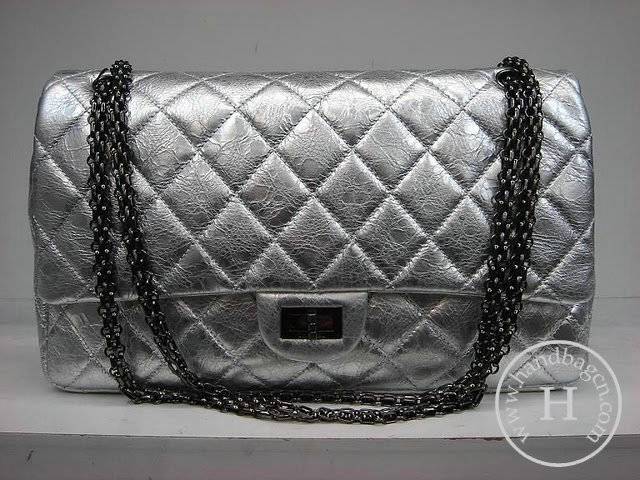Chanel 35490 Silver metalic leather replica handbag - Click Image to Close
