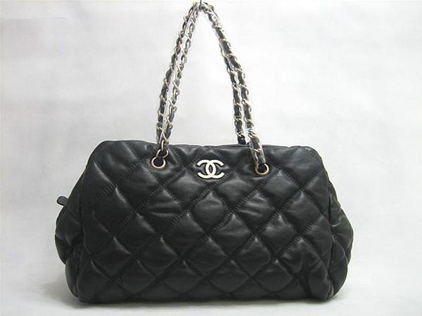 Chanel 35616 Black lambskin leather handbag with Gold Hardware - Click Image to Close