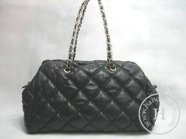 Chanel 35616 Black lambskin leather handbag with Gold Hardware