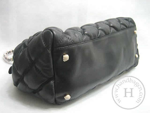 Chanel 35616 Black lambskin leather handbag with Gold Hardware