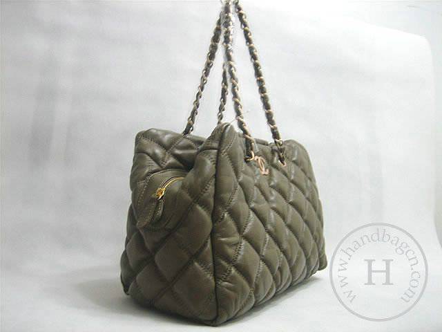 Chanel 35616 Khaki lambskin leather handbag with Gold Hardware - Click Image to Close