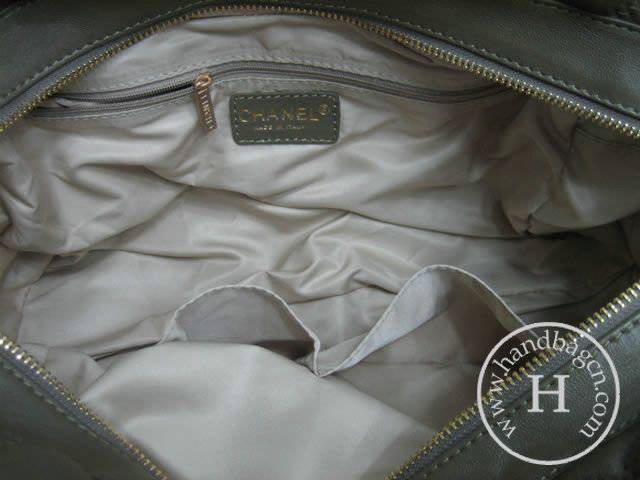 Chanel 35616 Khaki lambskin leather handbag with Gold Hardware