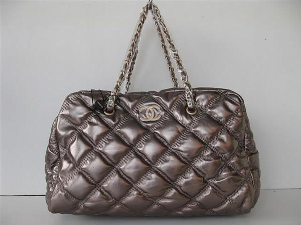 Chanel 35616 Silver Grey lambskin leather handbag with Gold Hardware - Click Image to Close