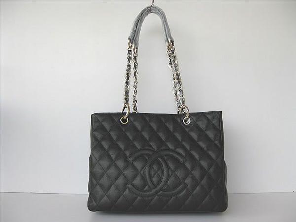 Chanel 35626 Replica Handbag Black Cowhide Leather With Gold Hardware - Click Image to Close