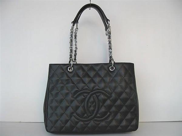 Chanel 35626 Replica Handbag Black Cowhide Leather With Silver Hardware - Click Image to Close