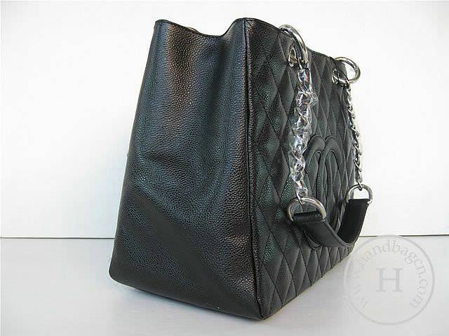 Chanel 35626 Replica Handbag Black Cowhide Leather With Silver Hardware