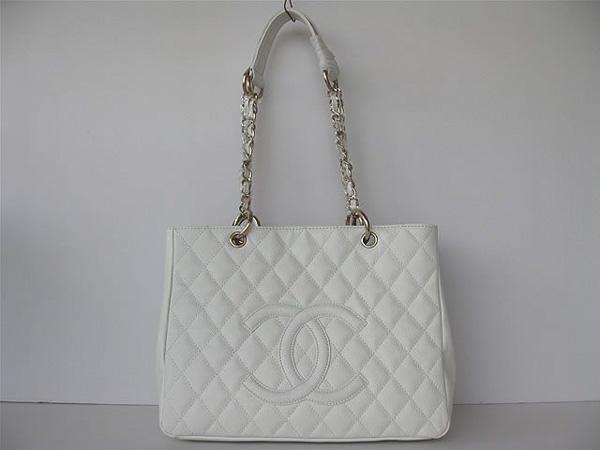 Chanel 35626 Replica Handbag White Cowhide Leather With Gold Hardware - Click Image to Close