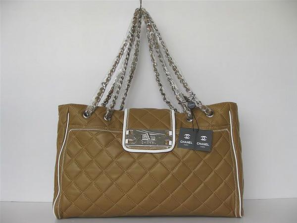 Chanel 35758 Replica Handbag Apricot Lambskin Leather With Silver Hardware
