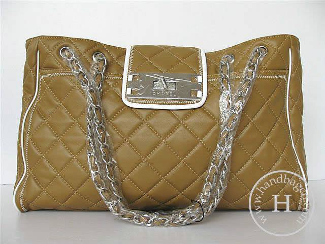 Chanel 35758 Replica Handbag Apricot Lambskin Leather With Silver Hardware