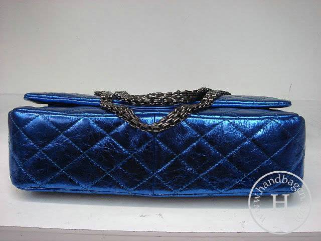 Chanel 35845 replica handbag Blue metalic leather - Click Image to Close