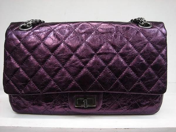 Chanel 35845 replica handbag Purple metalic leather