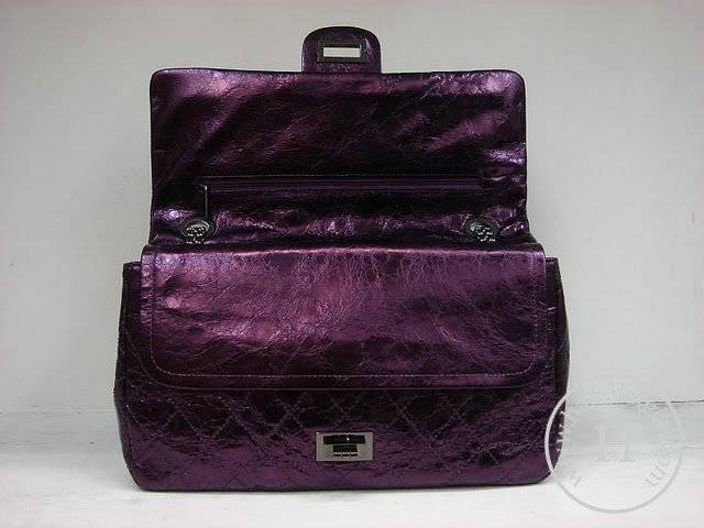 Chanel 35845 replica handbag Purple metalic leather