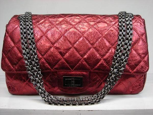 Chanel 35845 replica handbag Red metalic leather