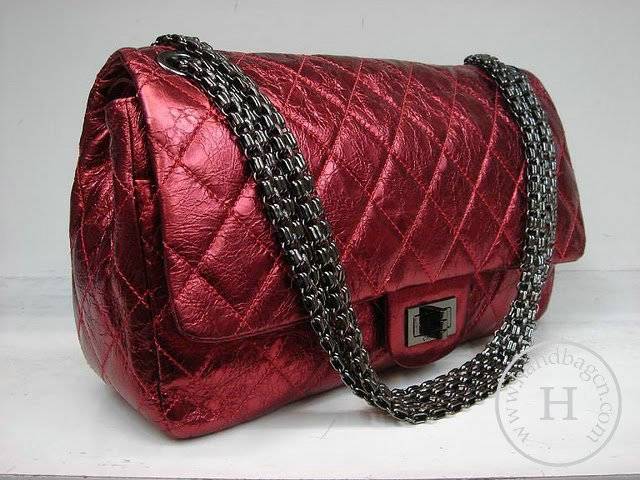 Chanel 35845 replica handbag Red metalic leather - Click Image to Close