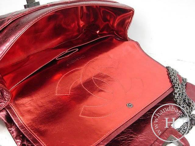 Chanel 35845 replica handbag Red metalic leather