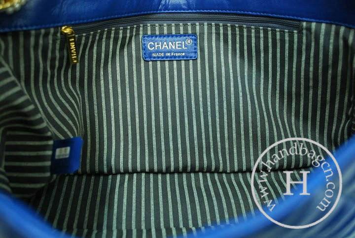 Chanel 35876 Blue Lambskin Pearl Chain Replica Handbag - Click Image to Close