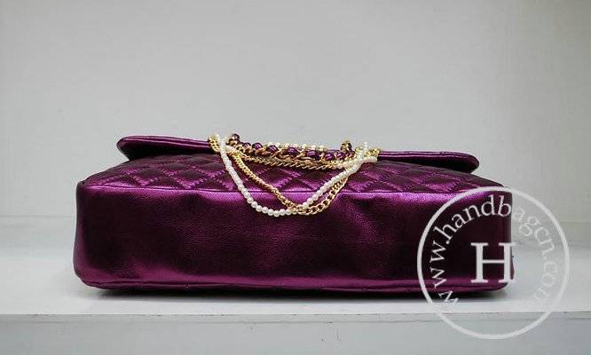 Chanel 35876 Purple lambskin Pearl Chain Replica Handbag