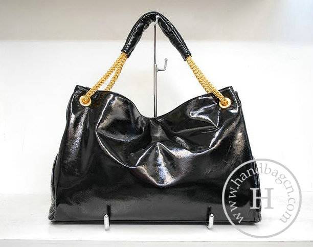 Chanel 35895 Replica Handbag Black Patent Leather With Gold Hardware
