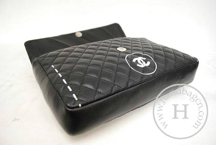 Chanel 35911 Replica Handbag Black Lambskin Leather With Silver Hardware