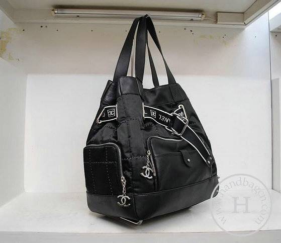 Chanel 35923 Replica Handbag Black Lambskin With Nylon
