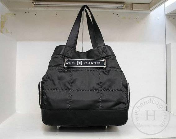 Chanel 35923 Replica Handbag Black Lambskin With Nylon - Click Image to Close