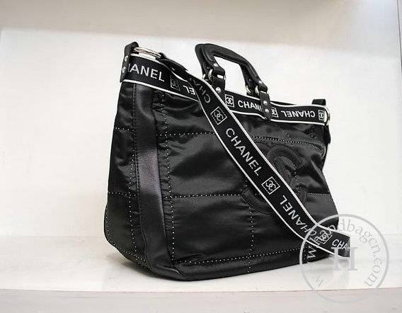 Chanel 35924 Replica Handbag Black Lambskin With Nylon - Click Image to Close