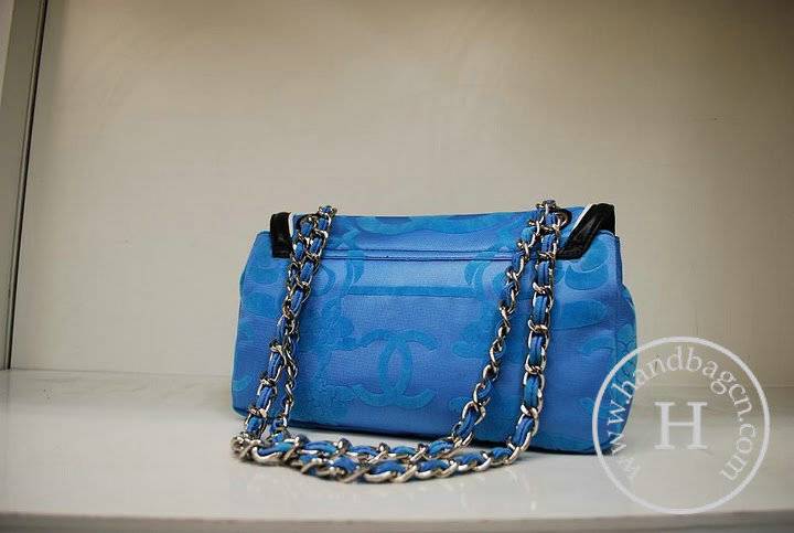 Chanel 35925 Replica Handbag Black Lambskin With Blue Nylon