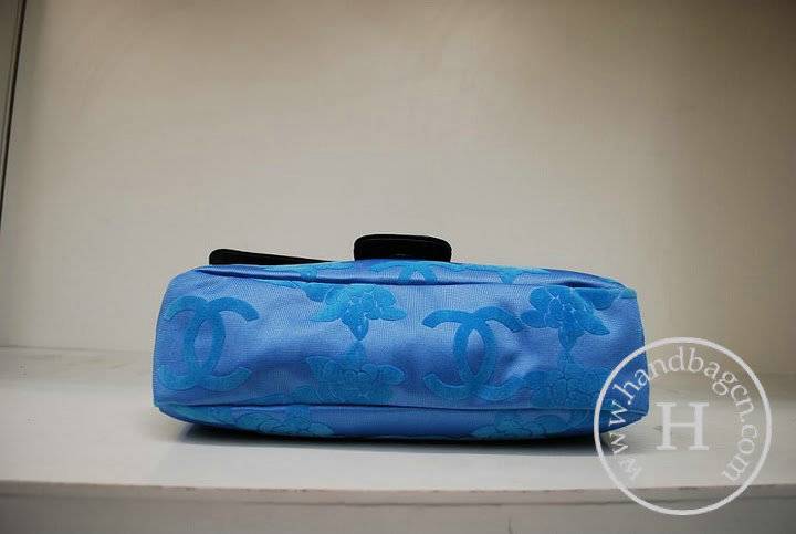 Chanel 35925 Replica Handbag Black Lambskin With Blue Nylon - Click Image to Close