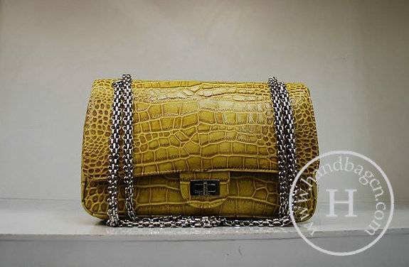 Chanel 35933 Replica Handbag Yellow Croco Veins Leather With Silver Hardware - Click Image to Close
