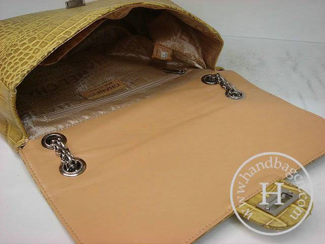 Chanel 35933 Replica Handbag Yellow Croco Veins Leather With Silver Hardware
