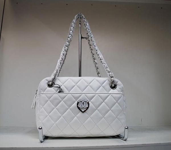 Chanel 35936 Replica Handbag White Lambskin Leather With Silver Hardware