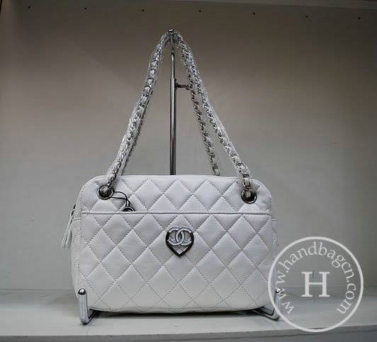 Chanel 35936 Replica Handbag White Lambskin Leather With Silver Hardware - Click Image to Close