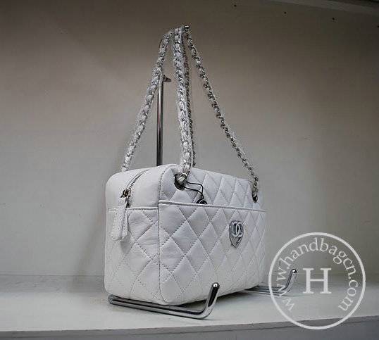 Chanel 35936 Replica Handbag White Lambskin Leather With Silver Hardware
