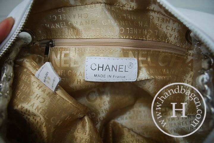 Chanel 35936 Replica Handbag White Lambskin Leather With Silver Hardware
