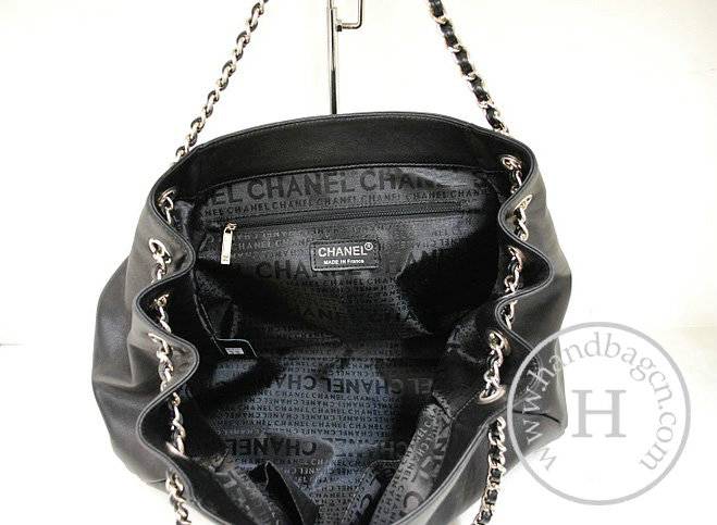 Chanel 35940 Replica Handbag Black Cowhide Leather With Silver Hardware