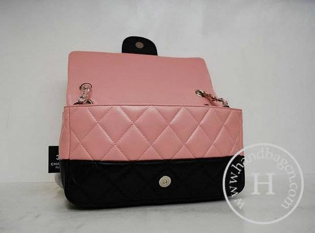 Chanel 35941 Replica Handbag Pink Black Lambskin Leather With Silver Hardware - Click Image to Close